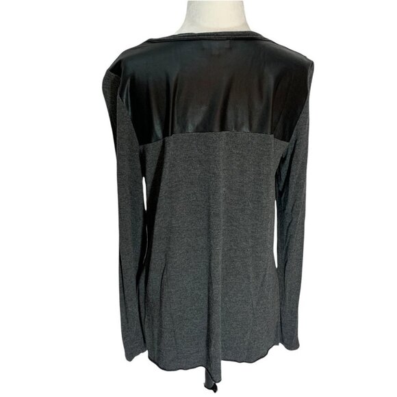 aritzia Wilfred Free Simone Grey Long Sleeve T-shirt Vegan Leather Inser… - Picture 5 of 10